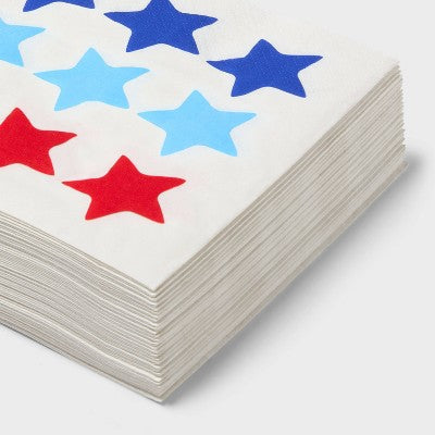 30ct 4th of July USA Star Print Lunch Napkins - Spritz