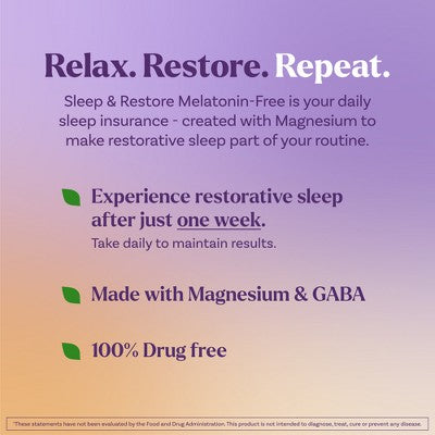 Natrol Sleep & Restore Melatonin Free Gummies for Restorative Sleep with Magnesium, GABA - Cherry - 60ct