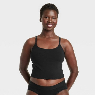 Women's Cotton Stretch Cropped Tank Top - Auden Black XXL
