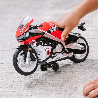 Maxx Action Super Bike with Wheelie Feature - Motorized Toy Motorcycle: Battery-Powered Metal & Plastic, 1:24 Scale
