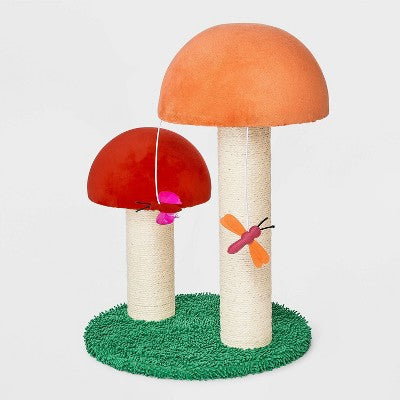Knock Down Post Novelty Double Toadstool Cat Scratcher - 19" - Boots & Barkley