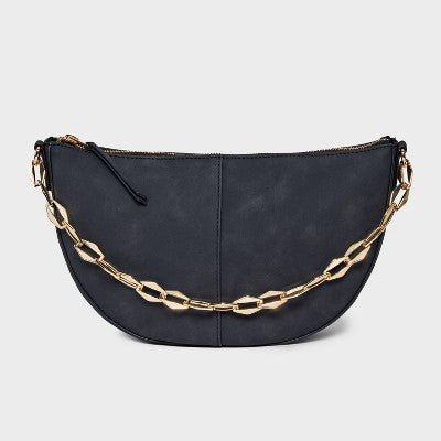 Slouched Half-Moon Shoulder Bag - Universal Thread Black: Handbags, Metal Handle