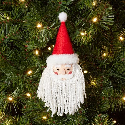 Fabric Santa Wearing Tall Hat Christmas Tree Ornament Red/White - Wondershop