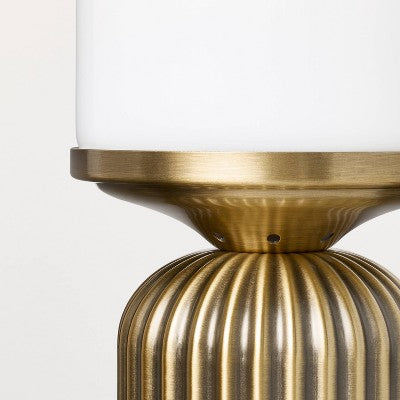 Brass Fluted and Frosted Glass Accent Table Lamp Brass/White - Hearth & Hand with Magnolia
