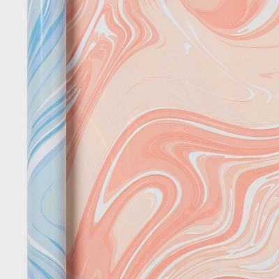 96"x30" Dual Sided Marble Swirl Pattern Wrapping Paper Blue/Pink - Spritz (LOCAL PICKUP ONLY)