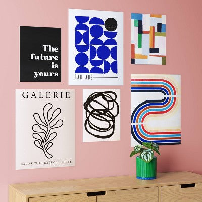 20" x 16" 6pc Modern Movement Wall Art Set Poster Prints - Room Essentials
