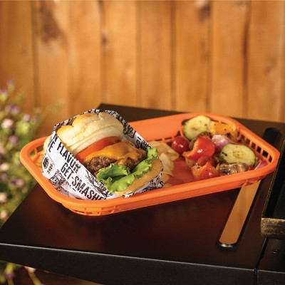 Blackstone 4pc Burger Baskets with Liners Grill Tool Set Orange