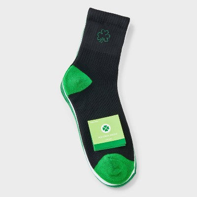 Women's Sparkly Shamrock Ribbed St. Patrick's Day 3pk Mid Crew Socks - Black/White/Green 4-10
