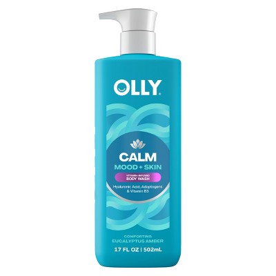 OLLY Calm Mood and Skin Vitamin-Infused Body Wash - Eucalyptus Amber - 17 fl oz: Basic Cleansing, Sulfate-Free, Normal and Dry Skin
