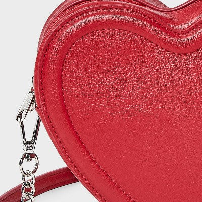 Girls' Studded Heart Shaped Crossbody Bag - art class Red