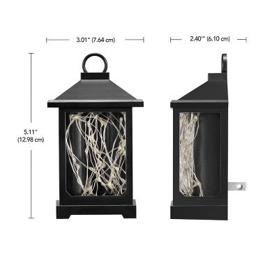 Globe Electric On/Off Switch Twinkle Stringlight Night Light with 2 Light Modes: LED Kids' Nightlight, Wall Plug, Black