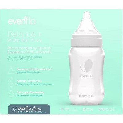 Evenflo 6pk Balance Wide-Neck Anti-Colic Baby Bottles - 9oz: Silicone Nipple, BPA-Free
