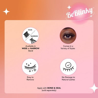 BeBlinky False Eyelash Clusters - Wide Band 03, Wispy, 9-16 mm - 72ct