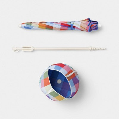 6' Round Beach Umbrella Checkered - Room Essentials (LOCAL PICKUP ONLY)