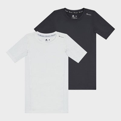 Champion Youth 2pk Compression T-Shirt - White/Black - M