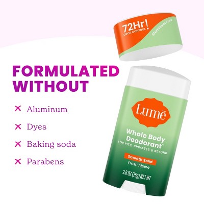 Lume Solid Deodorant Stick - Fresh Alpine - 2.6oz