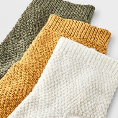 Women's Textured Stitch 3pk Ankle Socks - Universal Thread 4-10