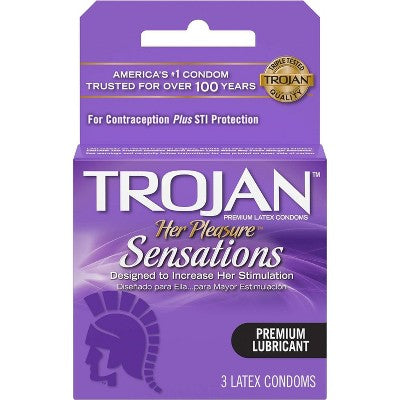 Trojan - Her Pleasures, Sensations Lubricated Latex Condom, 3 Ct