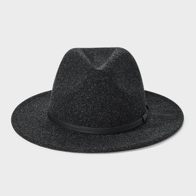 Men's Recycled Polyester Wool Fedoras - Goodfellow & Co Heathered Black L/XL