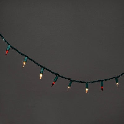 100ct Incandescent Smooth Mini Christmas String Lights Red/White/Clear with Green Wire - Wondershop