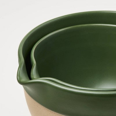 Set of 2 Ceramic Mixing Bowls Green- Hearth & Hand with Magnolia