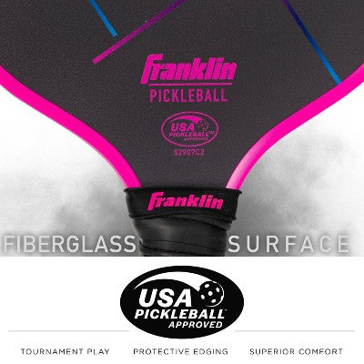Franklin Sports 15.7'' Rove Traditional Pickleball Paddle - Pink/Purple: Fiberglass Core