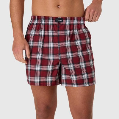 Hanes Premium Men's Stretch Woven Boxer 4pk Boxer Shorts - Red/Black/Gray L
