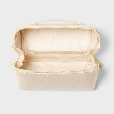 Sonia Kashuk Diagonal-Zip Makeup Bag - Textured Cream