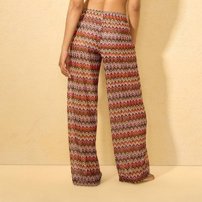 Women's Zig-Zag Crochet Swim Cover Up Pants - Shade & Shore Multi S