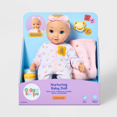 14" Nurturing Baby Doll - Blonde Hair + Blue Eyes - Gigglescape