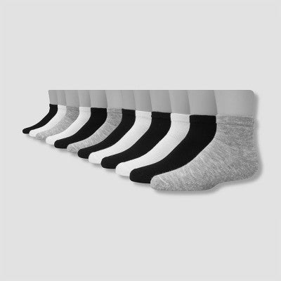 Hanes Boys' X-Temp Ankle 10pk Athletic Socks - Colors May Vary M