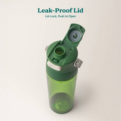 Reduce 24oz Aura Tritan Water Bottle Dark Green: Leakproof, Dishwasher-Safe, Portable Drinkware for All Ages