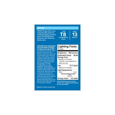 GE 3pk 60W Refresh T8 LED Light Bulbs Daylight