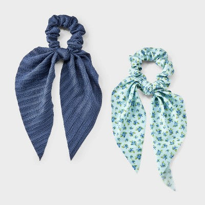 Girls' 2pk Ditsy Floral Print Twister Scarves - art class Blue