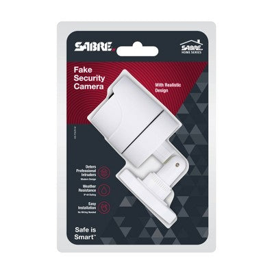 Sabre Fake Security Camera: Indoor & Outdoor Home Security Accessory, Adjustable Mount, White, Requires 2 AA Batteries