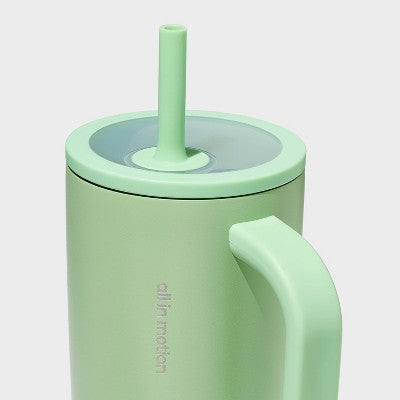 40 fl oz Stainless Steel Tumbler with Straw Green - All In Motion