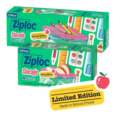 Ziploc Quart Food Storage Bags - 48 ct - Target Exclusive Back to School Designs
