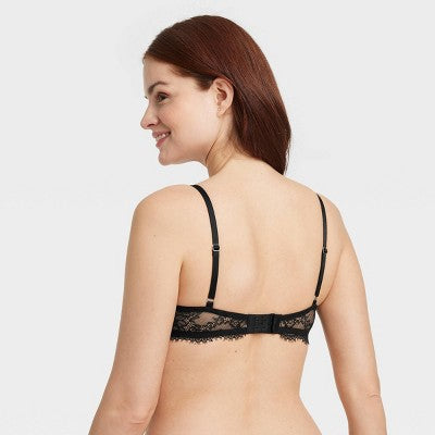 Women's Lace Unlined Demi Bra - Auden Black 36D