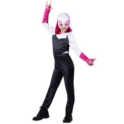 Kids' Marvel Ghost-Spider Gwen Halloween Costume Jumpsuit with Mask: SIZE S