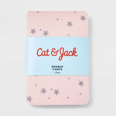 Toddler Girls' Christmas Glitter Stars Fashion Tights - Cat & Jack Pink 2T-3T