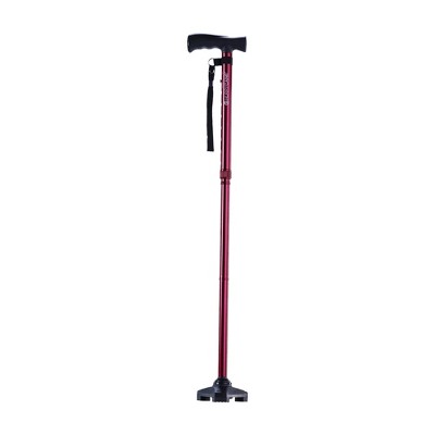 Drive Medical HurryCane Freedom Edition Folding Cane with T Handle, Red