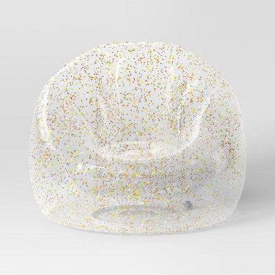 Inflatable Novelty Dorm Chair Glitter Clear - Room Essentials: PVC Lounge, Easy Clean, No Tools Assembly