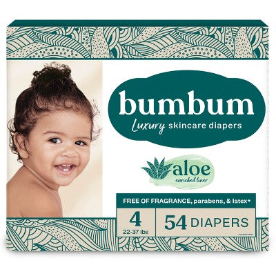 bumbum Luxury Skincare Disposable Diapers - Size 4 - 54ct