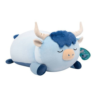 Squishmallows 18" Jumbo Toro Blue Highland Cow Fuzzy Belly Sleepamallow