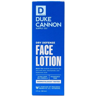 Duke Cannon Dry Defense Face Lotion - Hydrating Gel-Cream Moisturizer for Men - 3 fl. oz