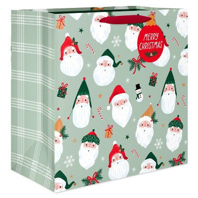 15" Jumbo Square Christmas Gift Bag Santa's Face