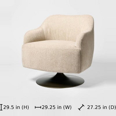 Upholstered Swivel Accent Chair with Antique Brass Base Cream - Threshold designed with Studio McGee (LOCAL PICKUP ONLY)