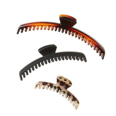 scunci Mixed Size Banana Claw Clips - Fine Hair - 3pcs