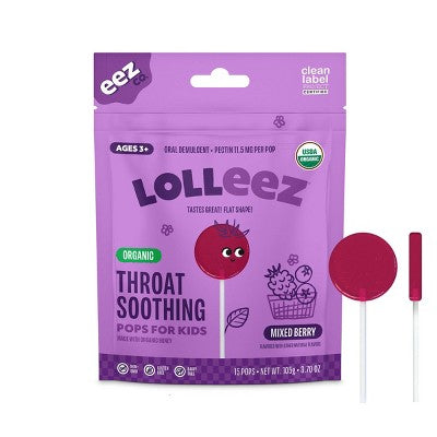 The Eez Co. Lolleez Organic Throat Soothing Pops - Mixed Berry/Elderberry - 15ct
