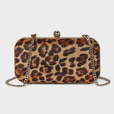 Minaudiere Clutch Crossbody Bag - A New Day Leopard
